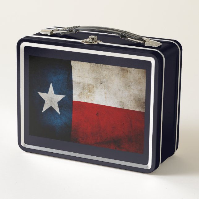 Texas-Flagge Metall Brotdose (Vorderseite)