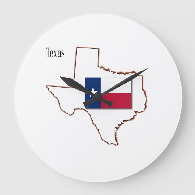 Texas-Flagge und -Karte Große Wanduhr (Vorderseite)