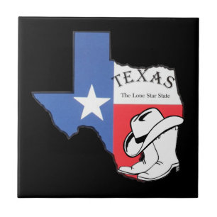 Texas: Flagge und Silhouette von Texas, Fliese