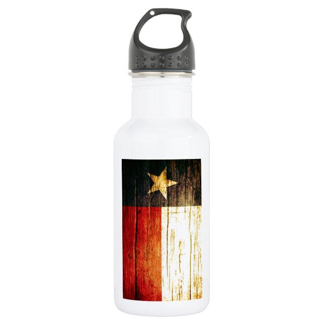 Texas-Flaggen-altes Holz Edelstahlflasche (Vorderseite)