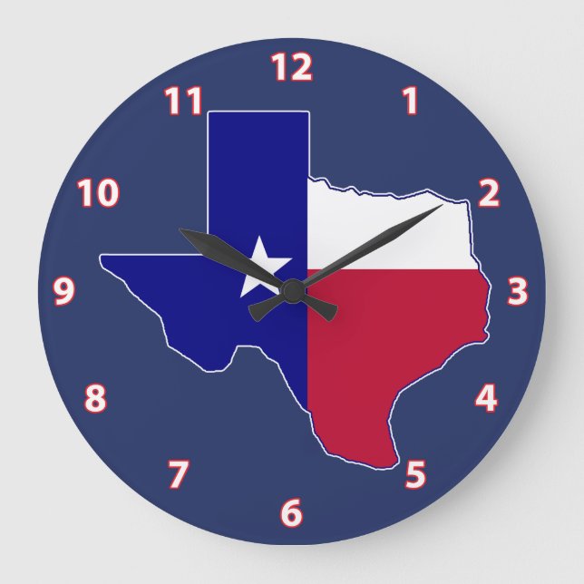 Texas-Flaggen-Karte Große Wanduhr (Vorderseite)