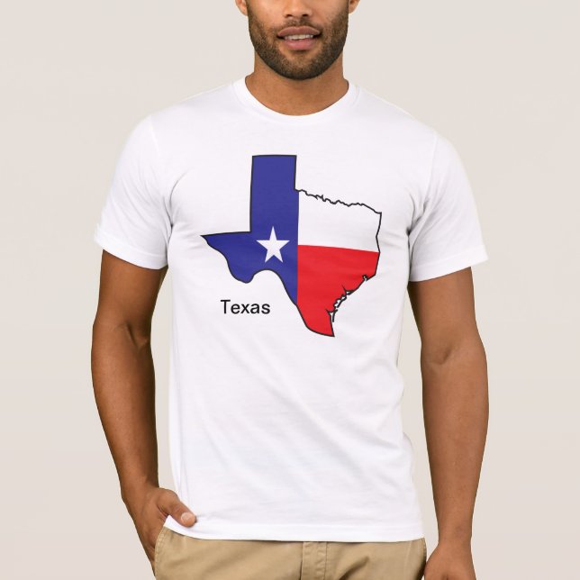 Texas-Flaggen-Karte T-Shirt (Vorderseite)