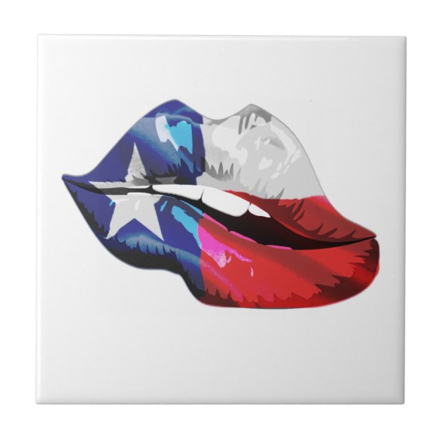 Texas-Flaggen-Lippen Fliese (Vorderseite)