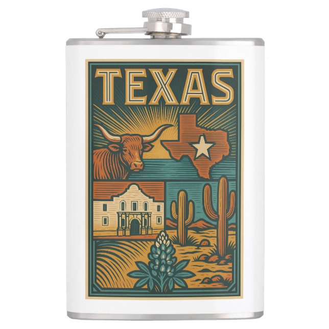 Texas Flask - Stabloser Stahlbehälter Flachmann (Vorderseite)