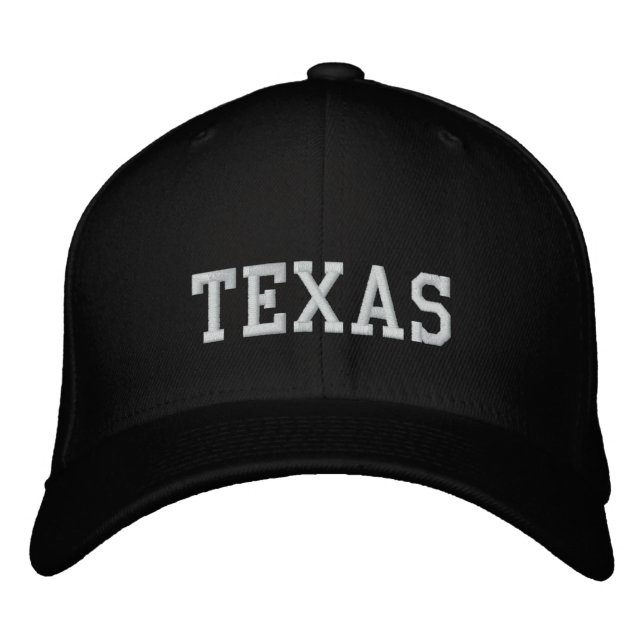Texas Flexfit Wool Cap Black Bestickte Kappe (Vorderseite)