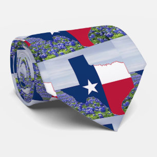 Texas Form Texas Flag mit Bluebonnets Krawatte