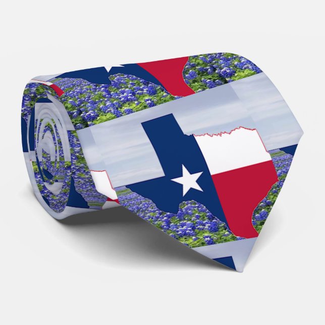 Texas Form Texas Flag mit Bluebonnets Krawatte (Gerollt)
