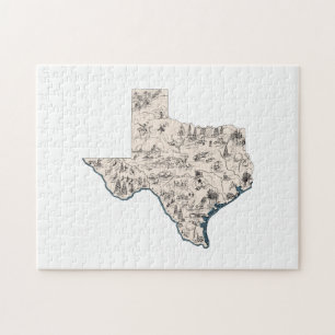 Texas-förmige texanische Vintage-Lone-Star-Bildkar Puzzle
