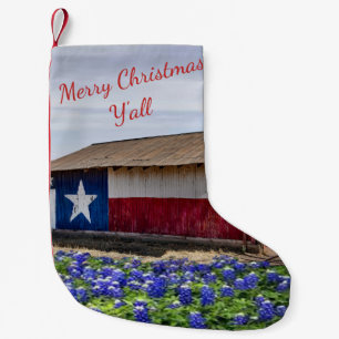 Texas Frohe Weihnachten Y'all Stall und Bluebonnet Kleiner Weihnachtsstrumpf