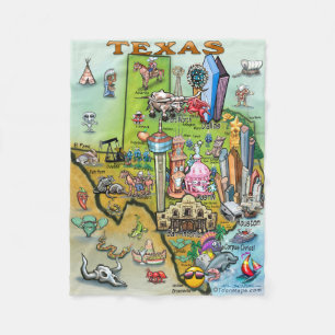 Texas Fun Map Fleecedecke