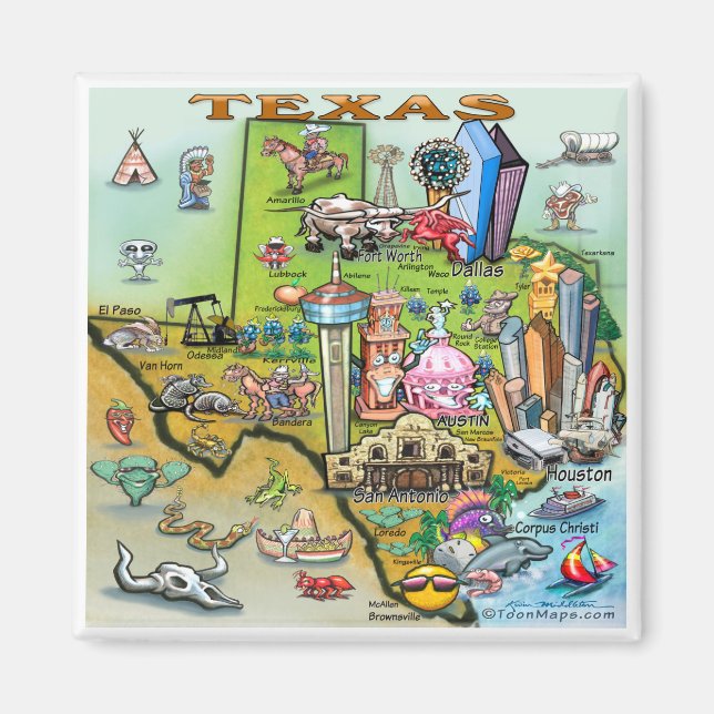 Texas Fun Map Magnet (Vorne)