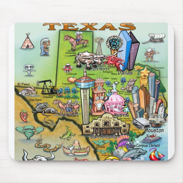 Texas Fun Map Mousepad (Vorne)
