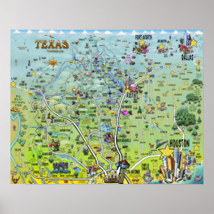 Texas Fun Map Poster