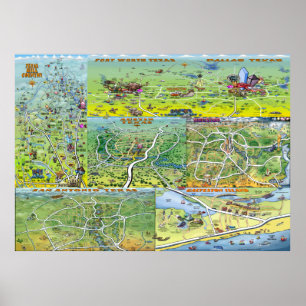 Texas Fun Maps Poster