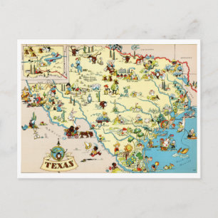 Texas Funny Vintag Map Postkarte