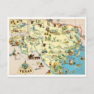 Texas Funny Vintag Map Postkarte