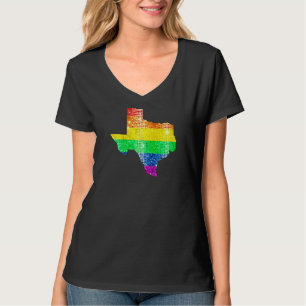 Texas Gay Staatsstolz Rainbow Flag Karte Gay Lesbi T-Shirt