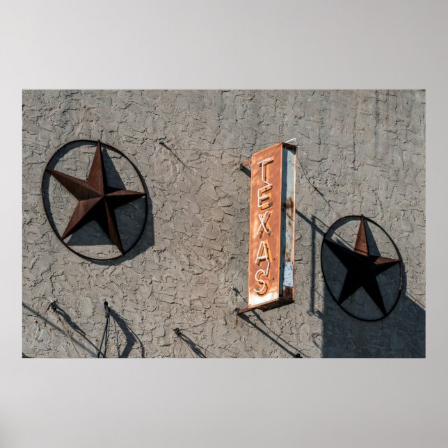Texas, Gebäude Zeichen, Farbe, Vintag Poster (Vorne)