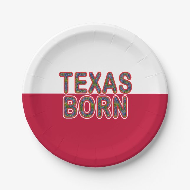 Texas Geboren Bluebonnet Pappteller (Vorderseite)
