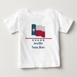 Texas Geboren Long Star Flaggenname Personalisiert Baby T-shirt