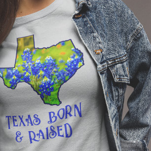 Texas Geborener Bluebonnets Staat von Texas Gray T-Shirt