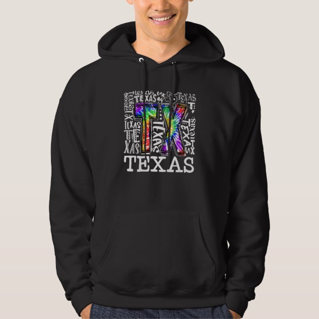 Texas Gefärbte Krawatte Staat Tx Hoodie (Vorderseite)
