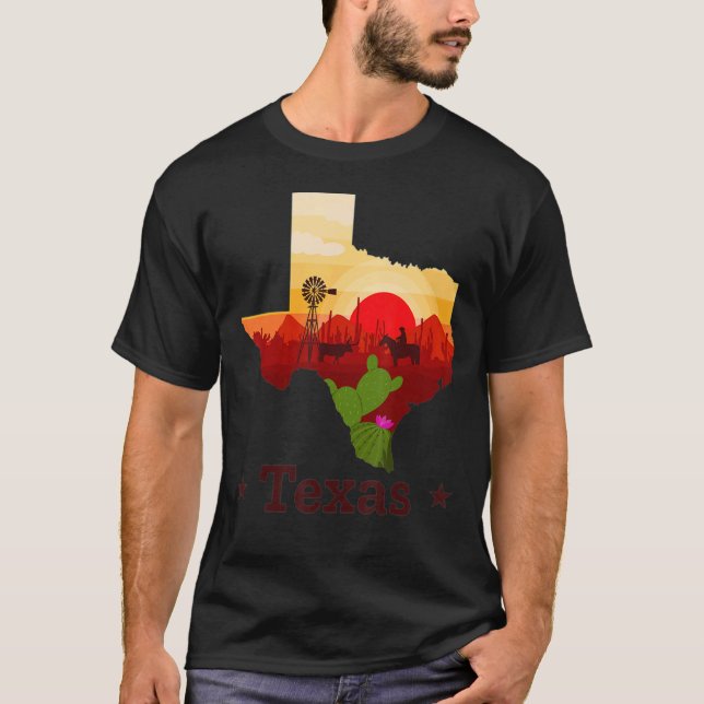 Texas gestaltete Wüstenlandschaft T-Shirt (Vorderseite)