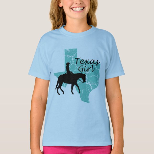 Texas Girl Horseback Girls T - Shirt (Vorderseite)