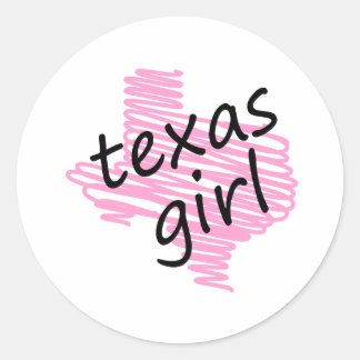 Texas Girl mit Scribbled Texas Karte Runder Aufkleber