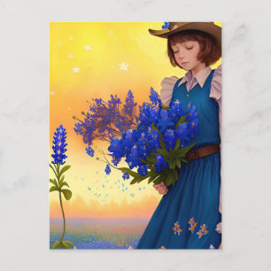 Texas Girl Texas Bluebonnets Texan Pride Art Postkarte