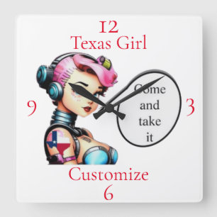 Texas Girl Thunder_Cove Quadratische Wanduhr