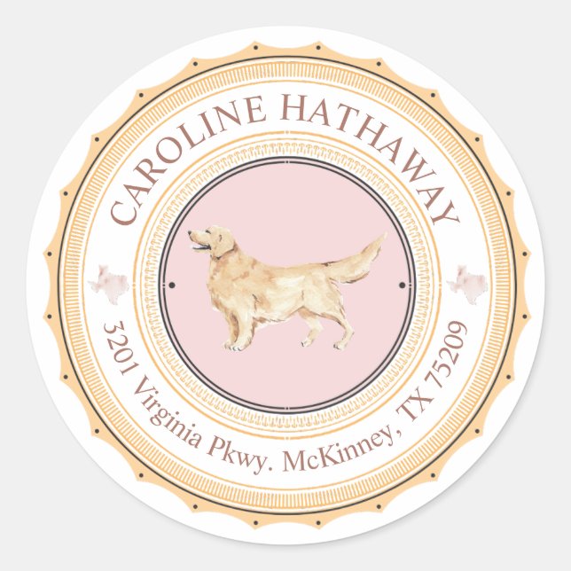 Texas Golden Retriever Rücksendeadresse Sticker (Vorderseite)