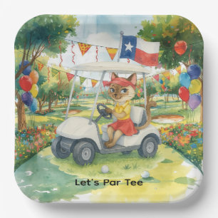 Texas Golf Birthday Party auf Grün für Katzenliebh Pappteller