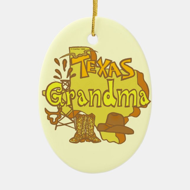 Texas Grandma Keramik Ornament (Vorne)