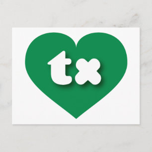 Texas green heart - I Liebe tx Postkarte
