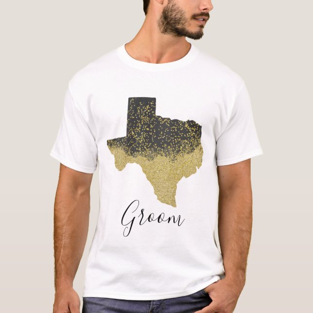 Texas Groom Black und Gold Image T-Shirt (Vorderseite)