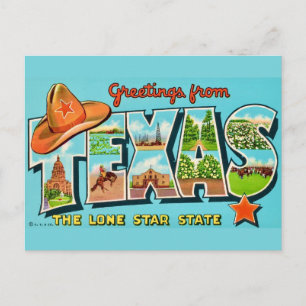 Texas Gruß Vintage Postkarte