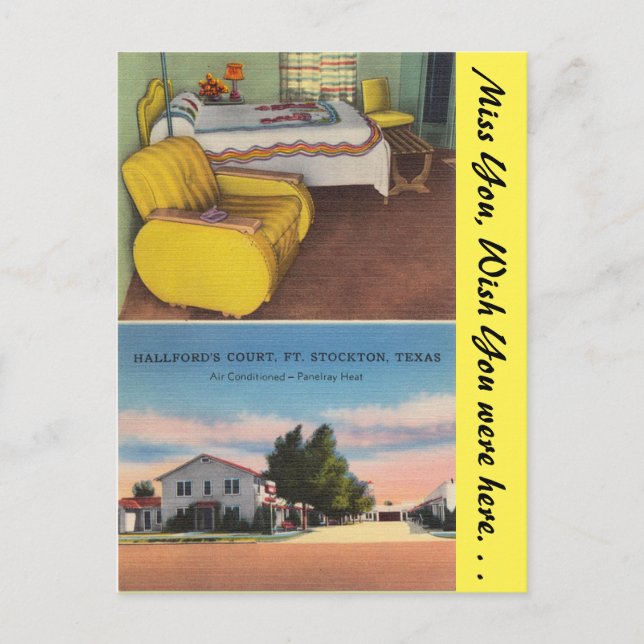 Texas, Hallford's Court, Ft. Stockton Postkarte (Vorderseite)