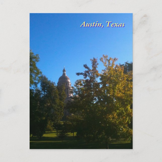Texas-Hauptstadt mit Bäumen Postkarte (Vorderseite)
