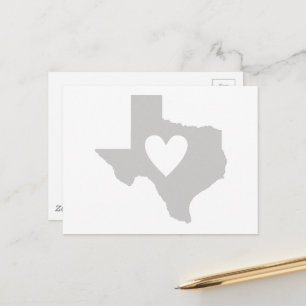 Texas Heart Gray Lone Star Staat Texan Liebe Grau Postkarte