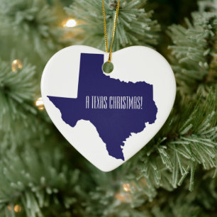 Texas Heart Personalized Christmas Keramik Ornament