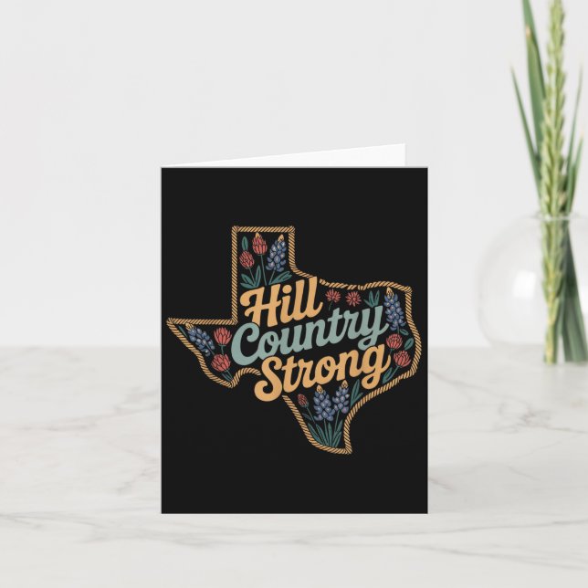 Texas Hill Country 2025 Texas Strong Retro Motivat Karte (Vorderseite)