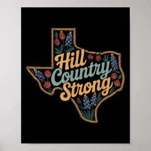 Texas Hill Country 2025 Texas Strong Retro Motivie Poster
