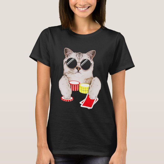 Texas Holdem Poker Cat T-Shirt (Vorderseite)