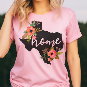 Texas Home Kreidetafel Wasserfarben Blumen Staat T-Shirt