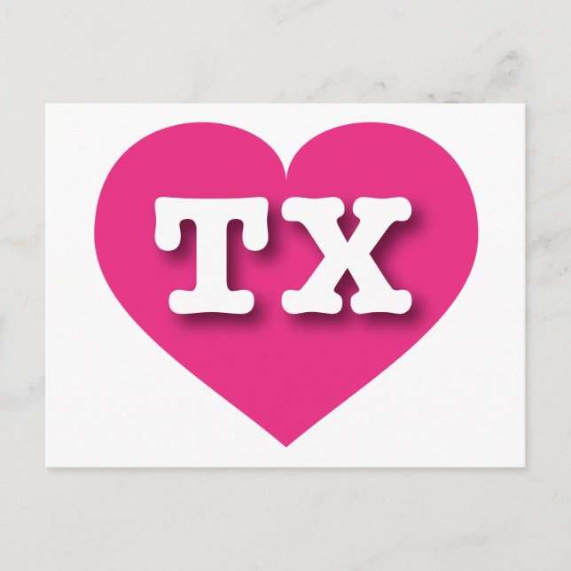 Texas Hot Pink Heart - I Liebe TX Postkarte (Vorderseite)