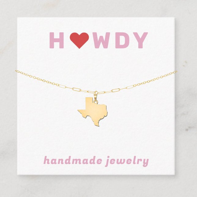 Texas Howdy Heart Necklace Juwelier Display Card Begleitkarte (Von Creator hochgeladen)