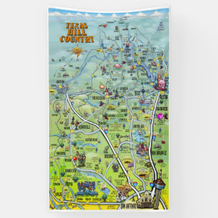 Texas-Hügel-Land-Cartoon-Karte Banner