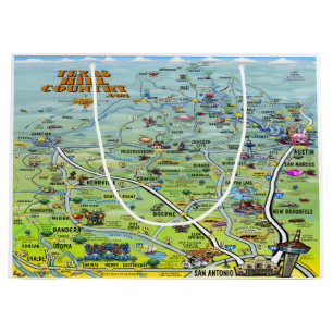Texas-Hügel-Land-Cartoon-Karte Große Geschenktüte