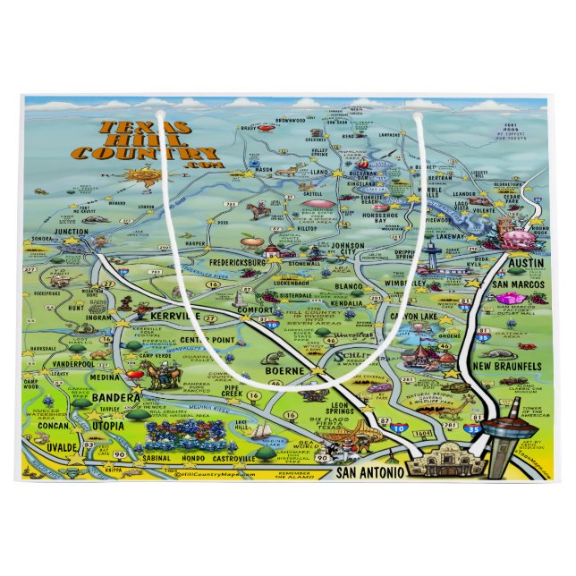 Texas-Hügel-Land-Cartoon-Karte Große Geschenktüte (Vorderseite)